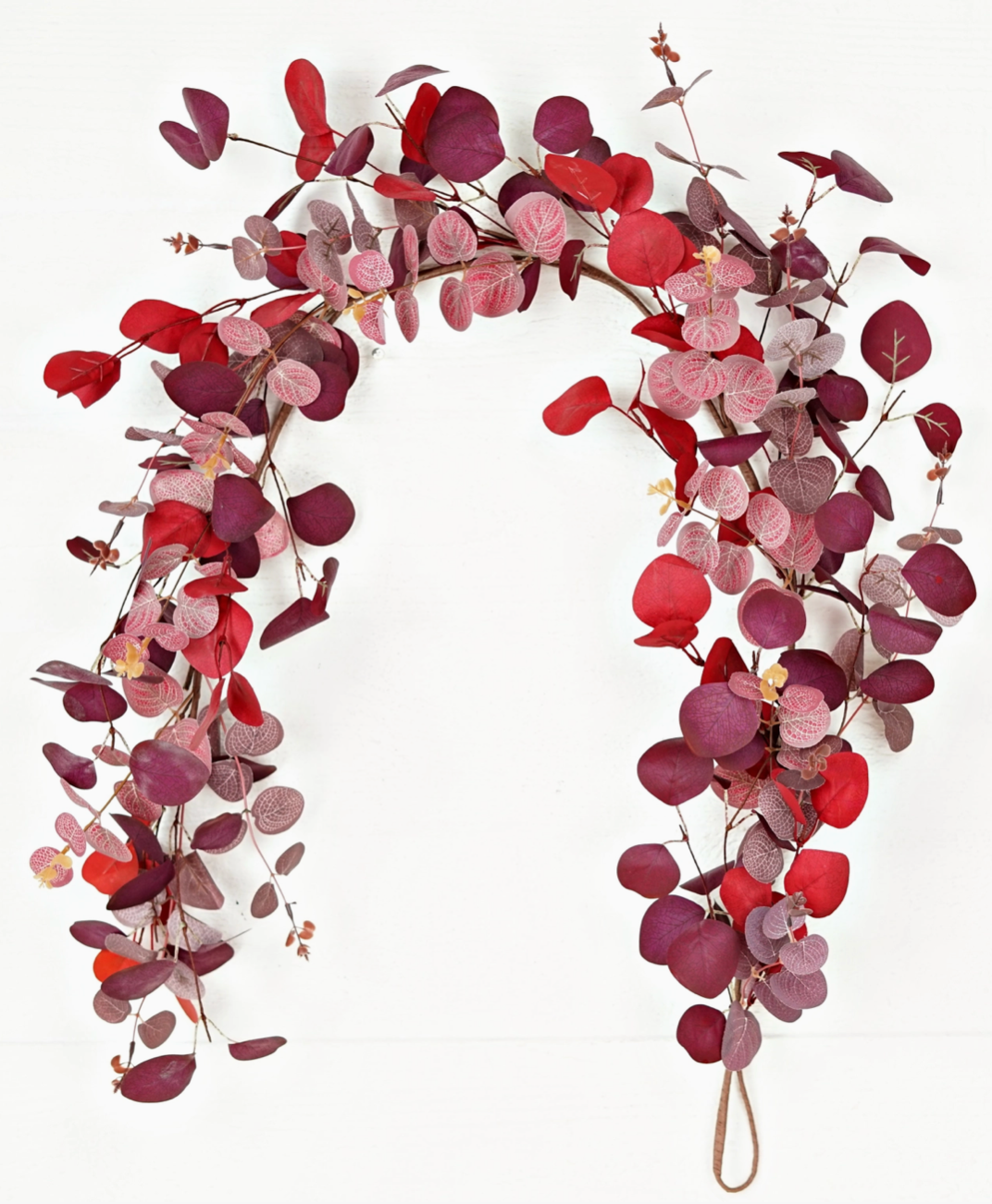 4' Burgundy Mix Silver Dollar Leaves Garland