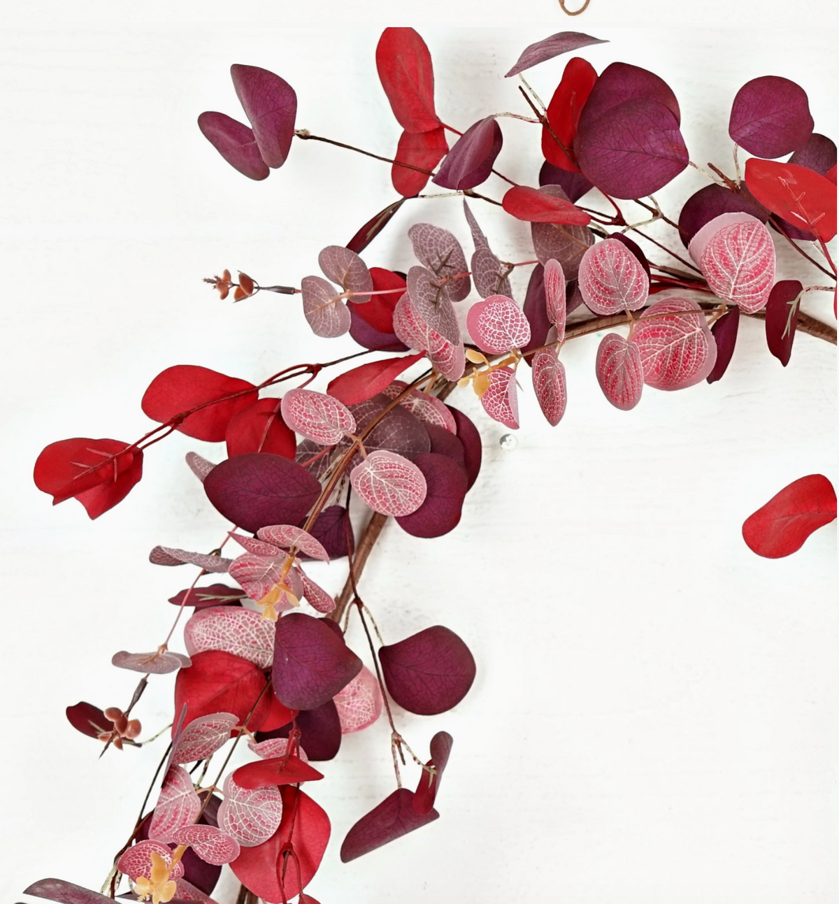 4' Burgundy Mix Silver Dollar Leaves Garland