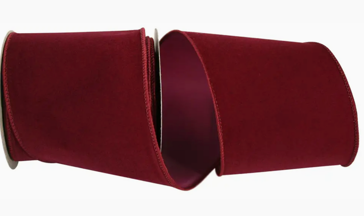 4" Burgundy Velvet Outdoor Ribbon