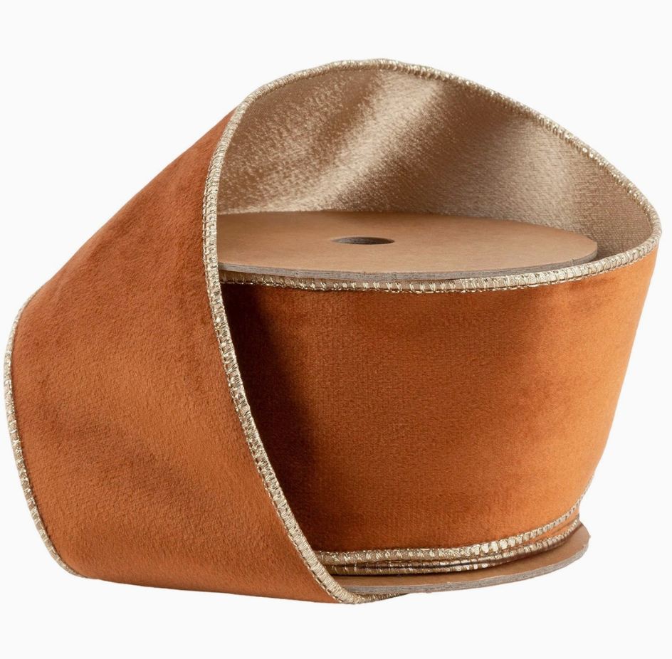2.5" Rust/Gold, Reversible Classic Velvet Wired Ribbon