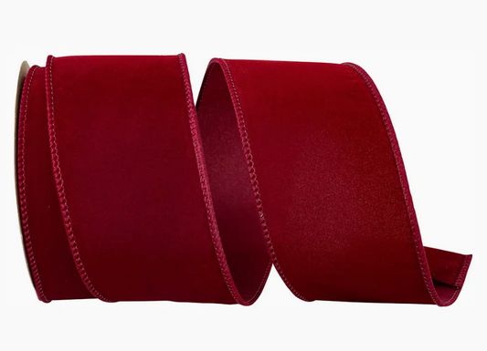 2.5" Burgundy Value Velvet Wired Edge Ribbon