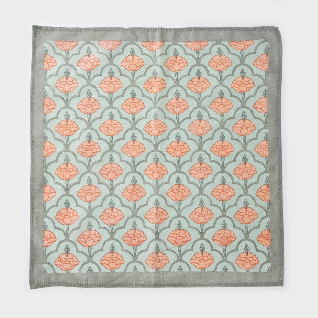 Floral Handprinted Cotton Cloth Napkins - Set of 4