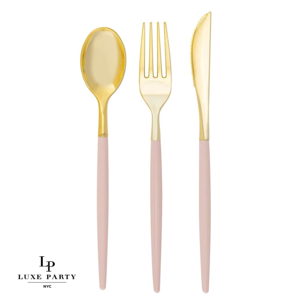 Gold Plastic Cutlery Set - 32 Pieces Per Set