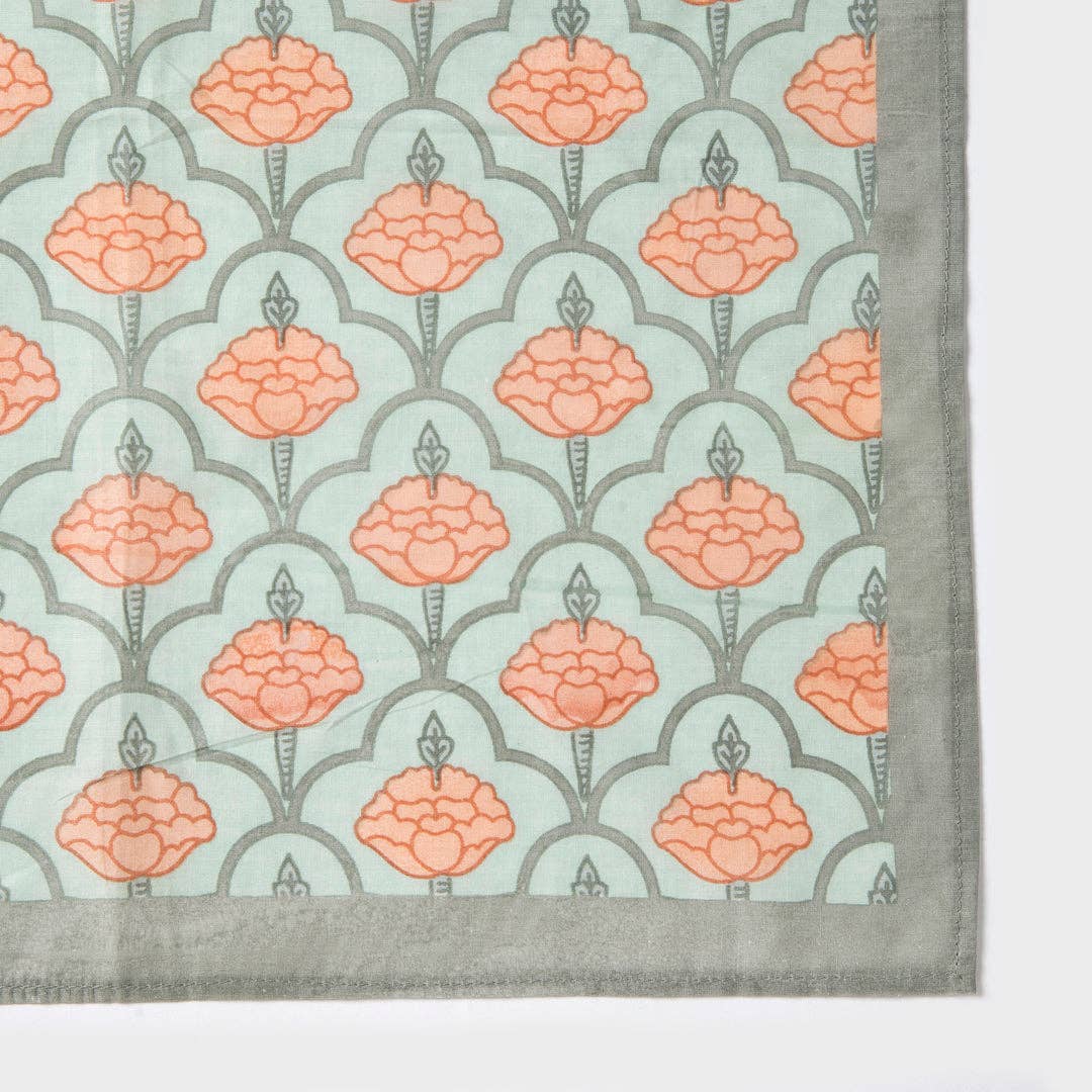 Floral Handprinted Cotton Cloth Napkins - Set of 4