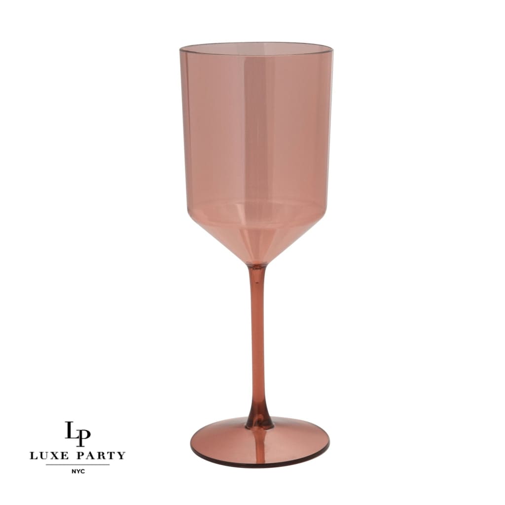 Upscale Transparent Rose Plastic Wine Glasses - 4 Per Set