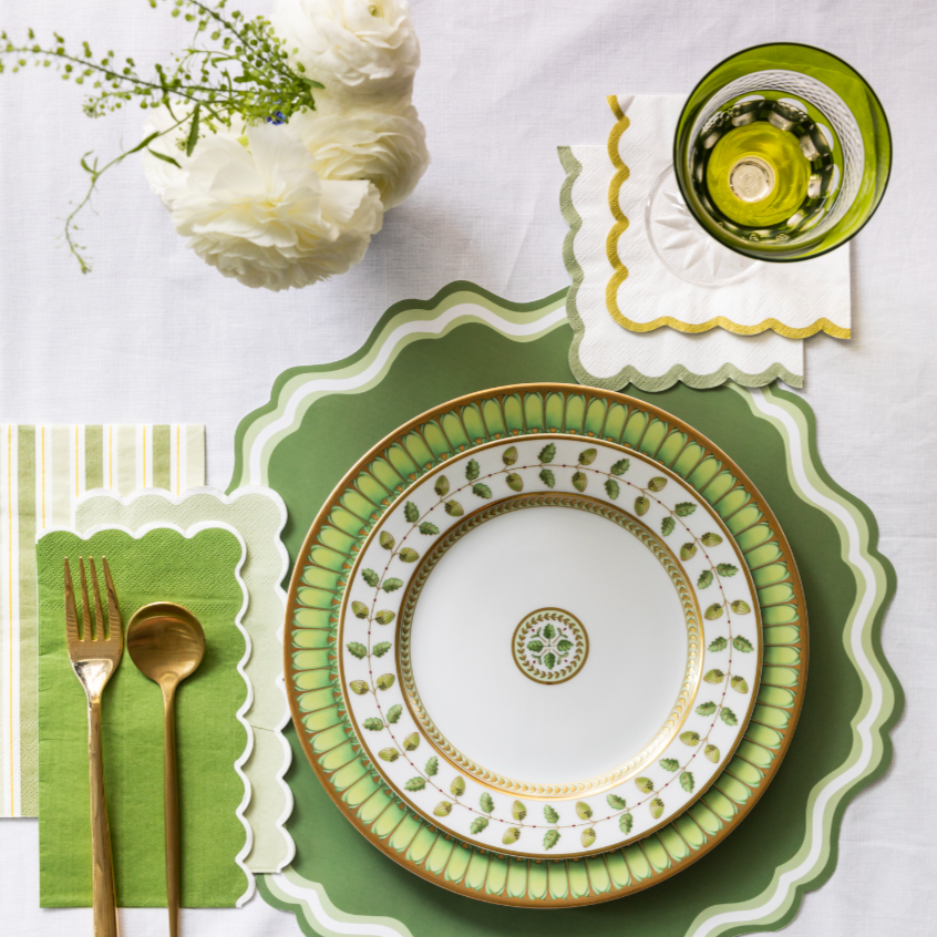 Earth Tone Scallop Beverage Paper Napkins - 16 Per Pack