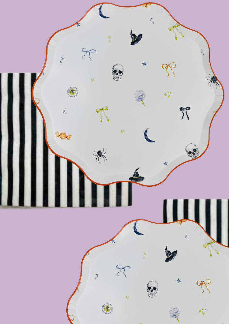BOO Collection Classic Black & White Striped Paper Napkins - 24 Per Pack