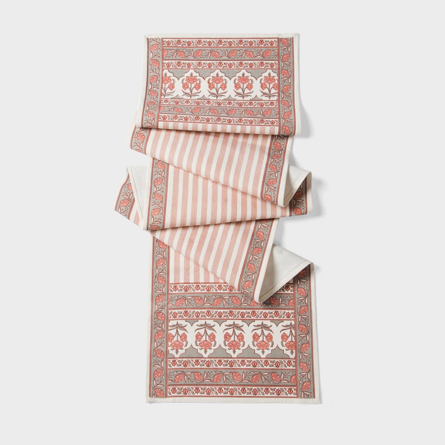Floral Handprinted Cotton Table Runner - 6 Seater
