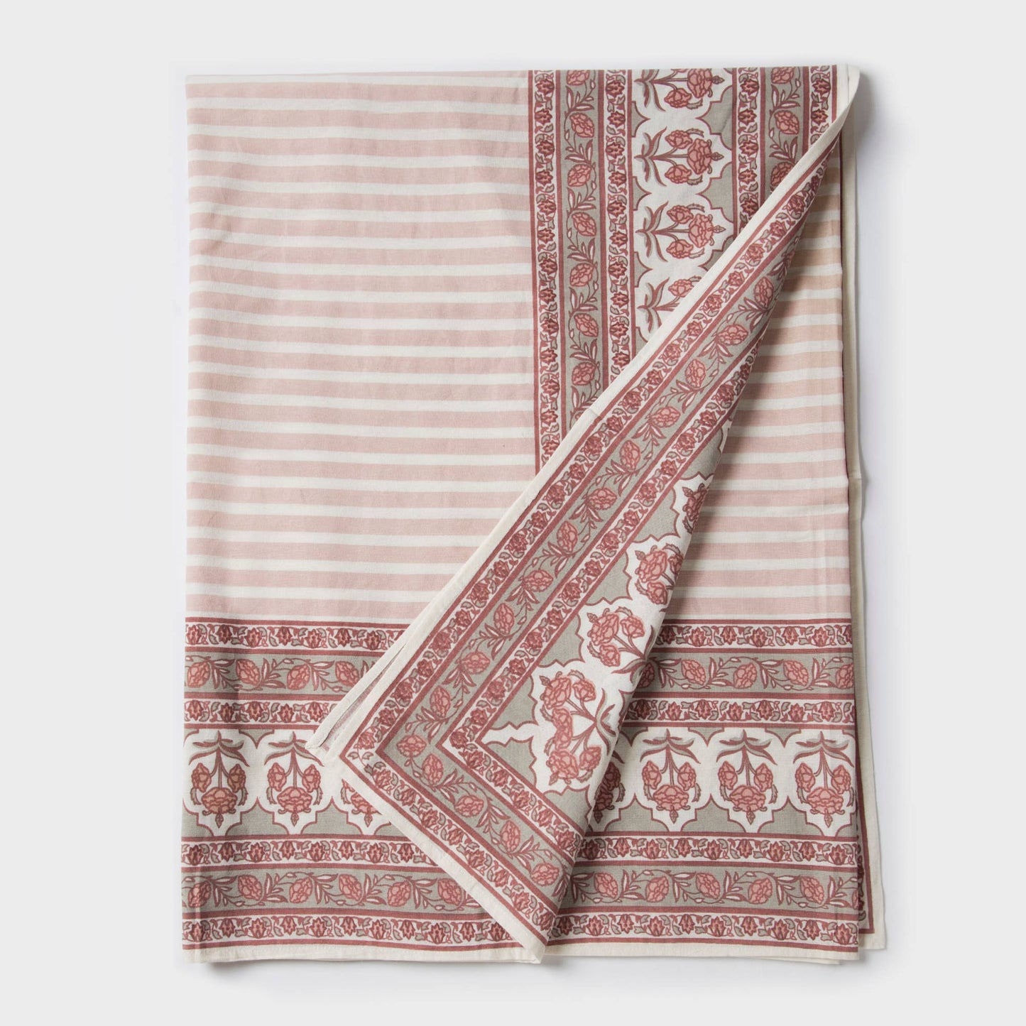 Floral Handprinted Cotton Tablecloth - Rectangular 56" x 88"