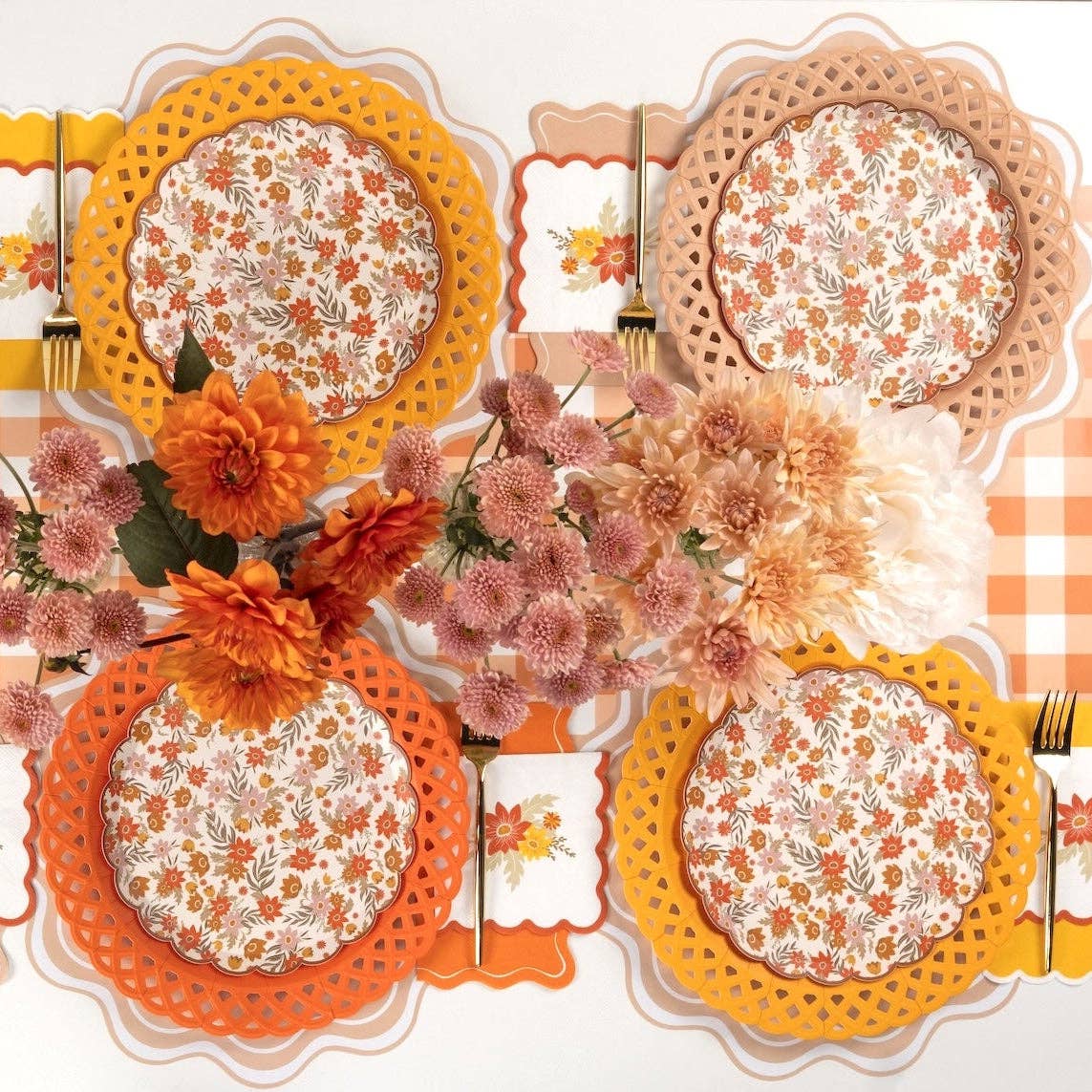8.5" Autumn Floral Scalloped Dessert Paper Plates - 8 Per Pack
