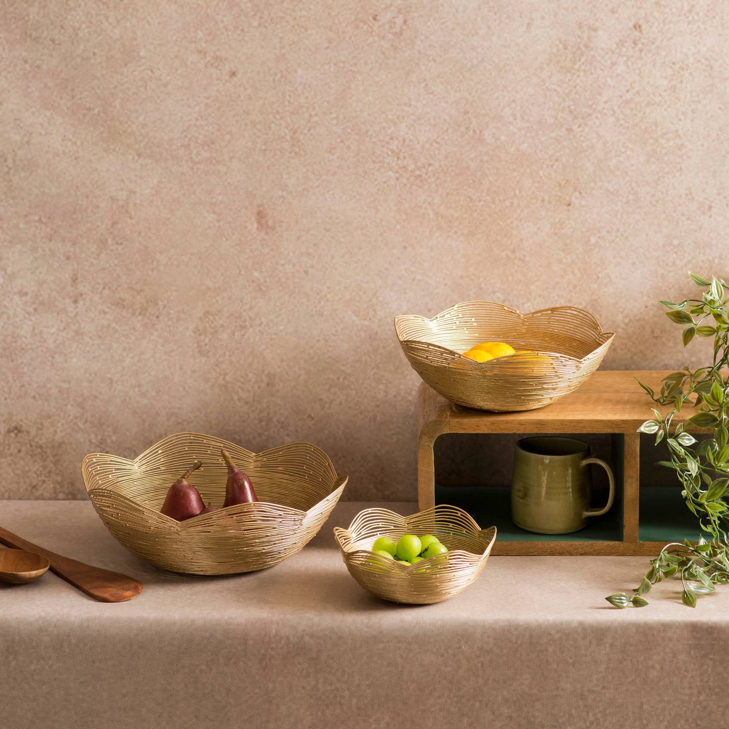 Gold Metal Gurez Valley Fruit Bowls - Small
