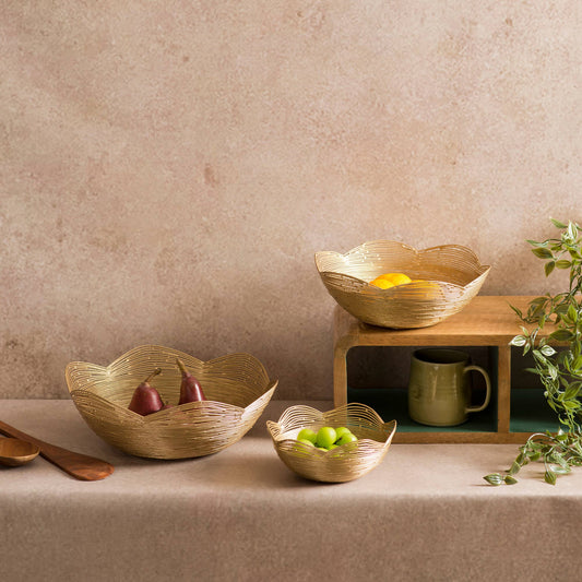 Gold Metal Gurez Valley Fruit Bowls - Small
