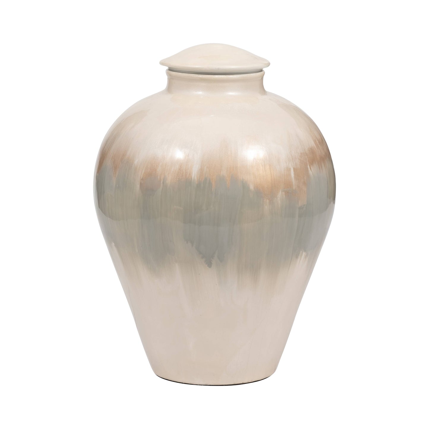 12 in. Pearl White Metal Temple Vase