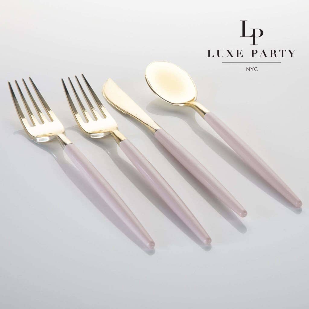 Gold Plastic Cutlery Set - 32 Pieces Per Set