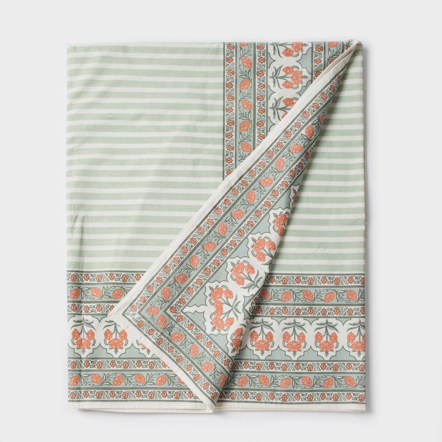 Floral Handprinted Cotton Tablecloth - Rectangular 56" x 88"