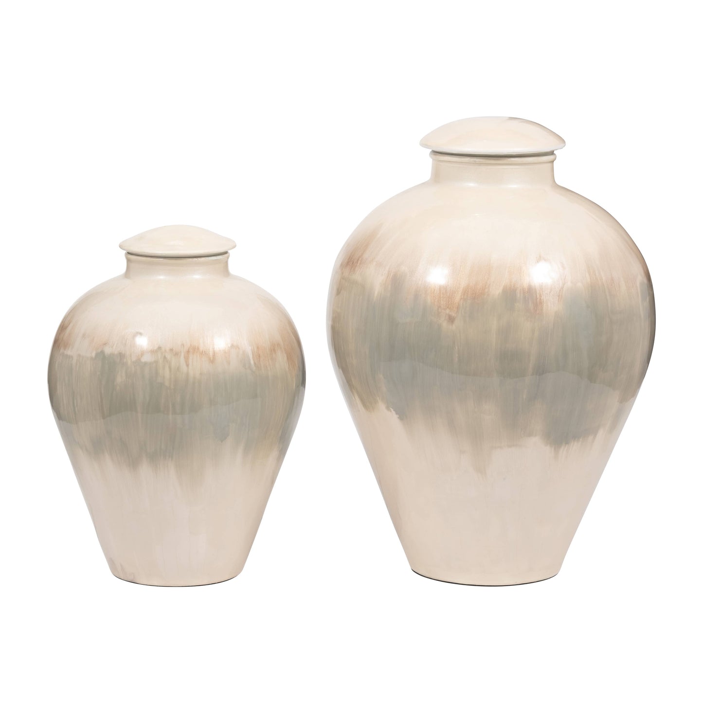 12 in. Pearl White Metal Temple Vase